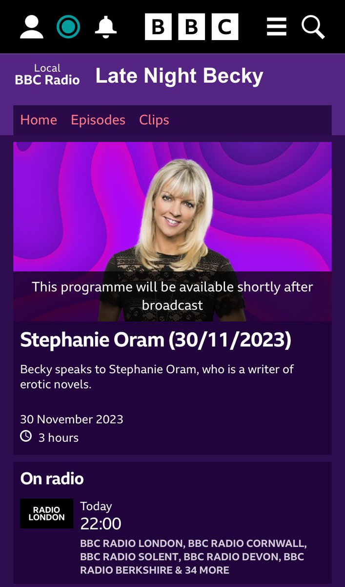 Tonight,  I’m chatting about my book writing adventures on ‘Late Night Becky’ which airs across 39 BBC local radio station, so you can listen wherever you are…no excuses 😂 #latenightbecky #BBCLocalRadio