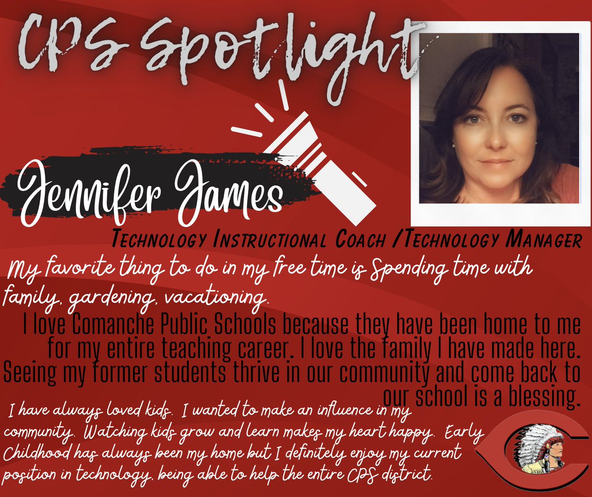 CPSIndians's tweet photo. 📷CPS Faculty and Staff Spotlight 📷
#cps #ComancheIndians #comancheok #WeAreOne #IFND https://t.co/EDpYZZoQYg