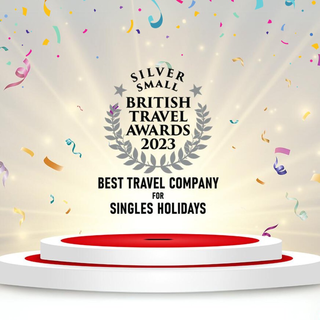 One_Traveller's tweet photo. THANK YOU ALL!
We are absolutely delighted to announce that One Traveller has won silver in the British Travel Awards 2023 for Best Travel Company for singles holidays. 📷
For nine years in a row, we have been winners at the British Travel Awards, all because of your votes. https://t.co/kcHdCkoaB9
