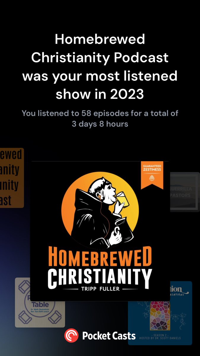 My favorite podcast this year! pca.st/aQhrex #pocketcasts #playback2023s #nosurprise ⁦@HomebrewedXnty⁩ This does not include the community episodes.