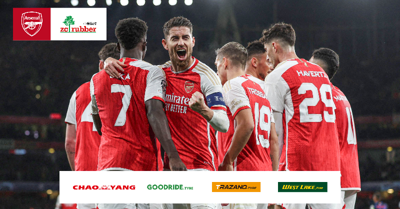 Arsenal's tweet photo. We’re delighted to announce a new global partnership with Chinese tyre manufacturer, ZC Rubber. 

Welcome to the Arsenal family 🤝