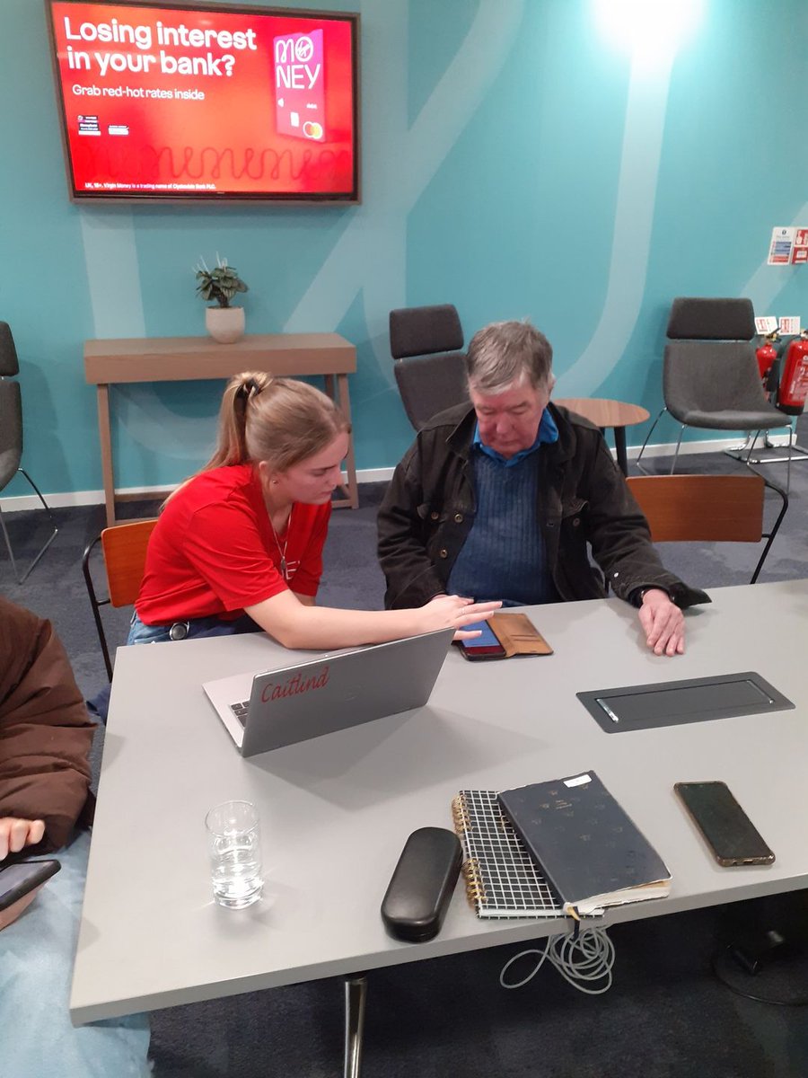 We had a great visit to Virgin Money last week with <a href="/LeedsOPF/">Leeds Older People's Forum</a>, Health for All and @AgeUKLeeds. 
Everyone learned so much about managing money, preventing fraud and clever tools like their benefits calculator.
There was even shoulder to shoulder banking app support. Thank you all!