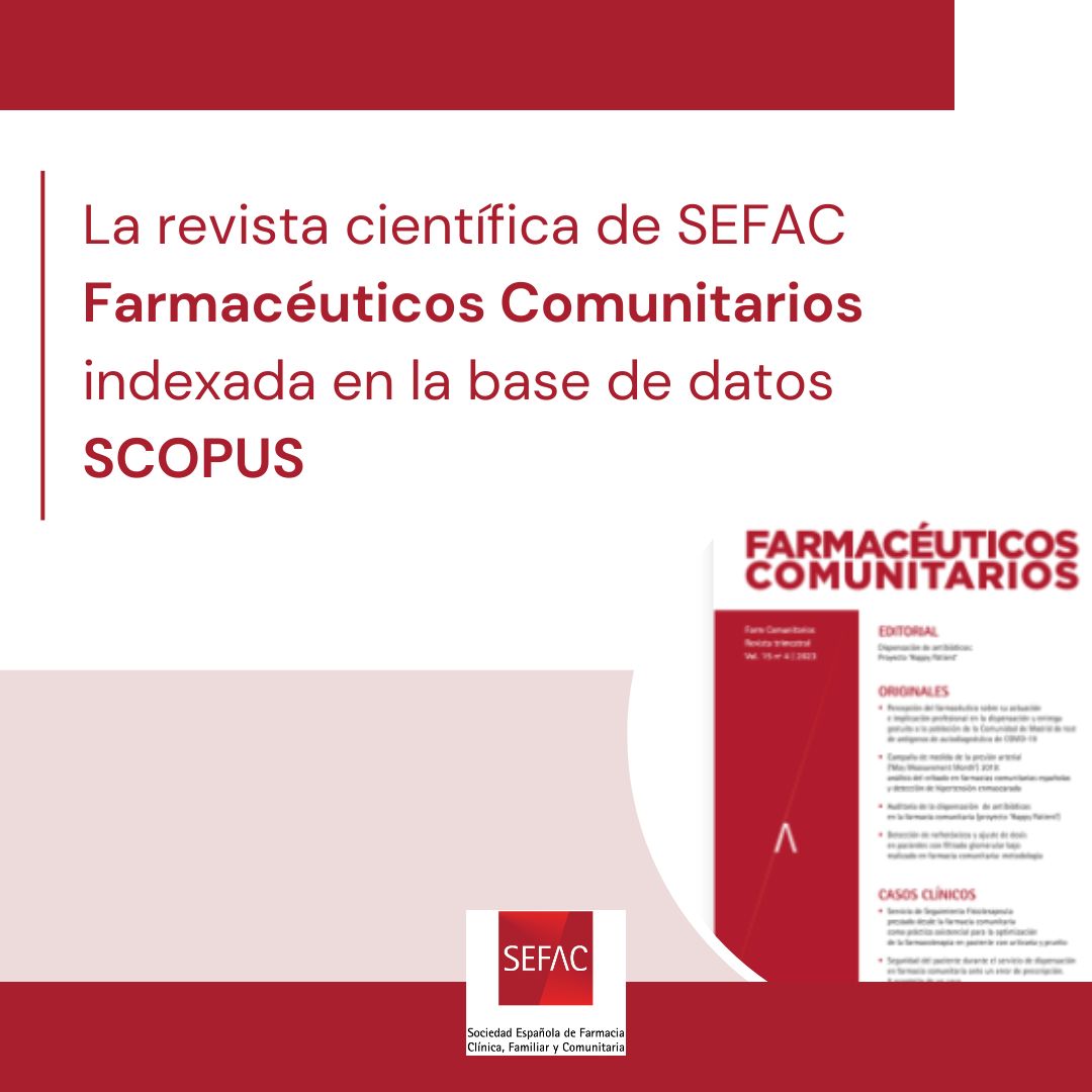 SEFAC_aldia's tweet photo. 📢La revista científica de #sefac Farmacéuticos Comunitarios ya estaba indexada en las principales bases de datos de artículos científicos. Ahora lo estará en SCOPUS. 🙌
(https://t.co/y3WYW2vPBQ)

#artículoscientíficos #scopus #farmaciacomunitaria https://t.co/uopBAlJKw6