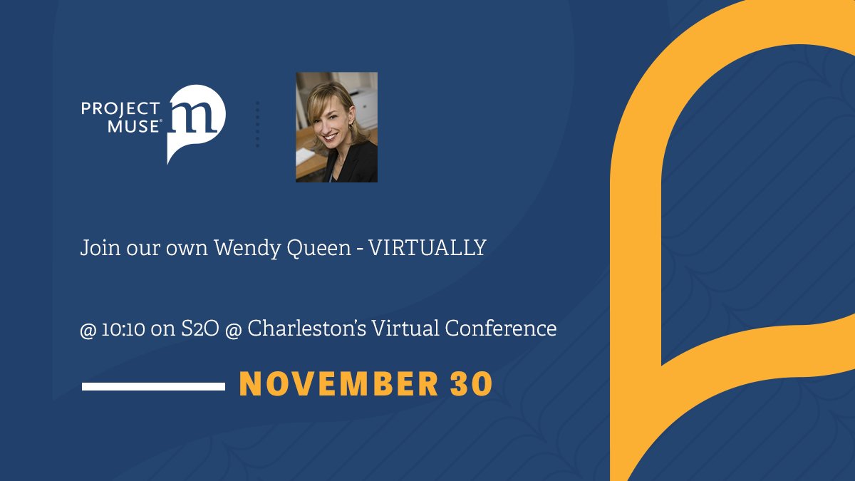 Learn more about Project MUSE's S2O @chsconf (VIRTUAL) #ChasConf23 featuring MUSE Director @wendyqn & colleagues @AnnualReviews @columbialib @utpress ON Subscribe to Open: The Challenges and Successes of an Innovative Model for Open Access: Thursday, November 30, 10:10am EST