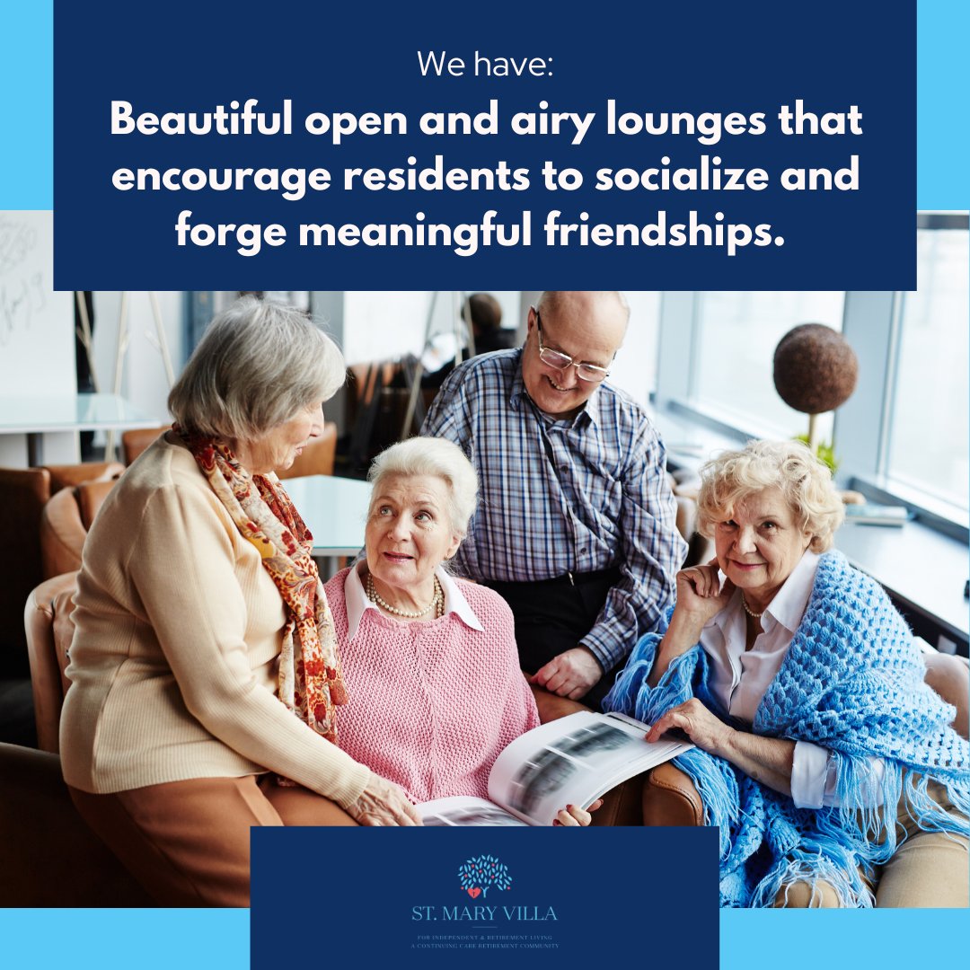 Unwind and socialize in our beautiful lounges at St. Mary Villa! From heart-to-heart conversations to laughter-filled gatherings, our open spaces are where friendships blossom.

Join us for moments that make life special!✨

#LoungeArea #OpenSpaces #StMaryVilla #VibrantCommunity