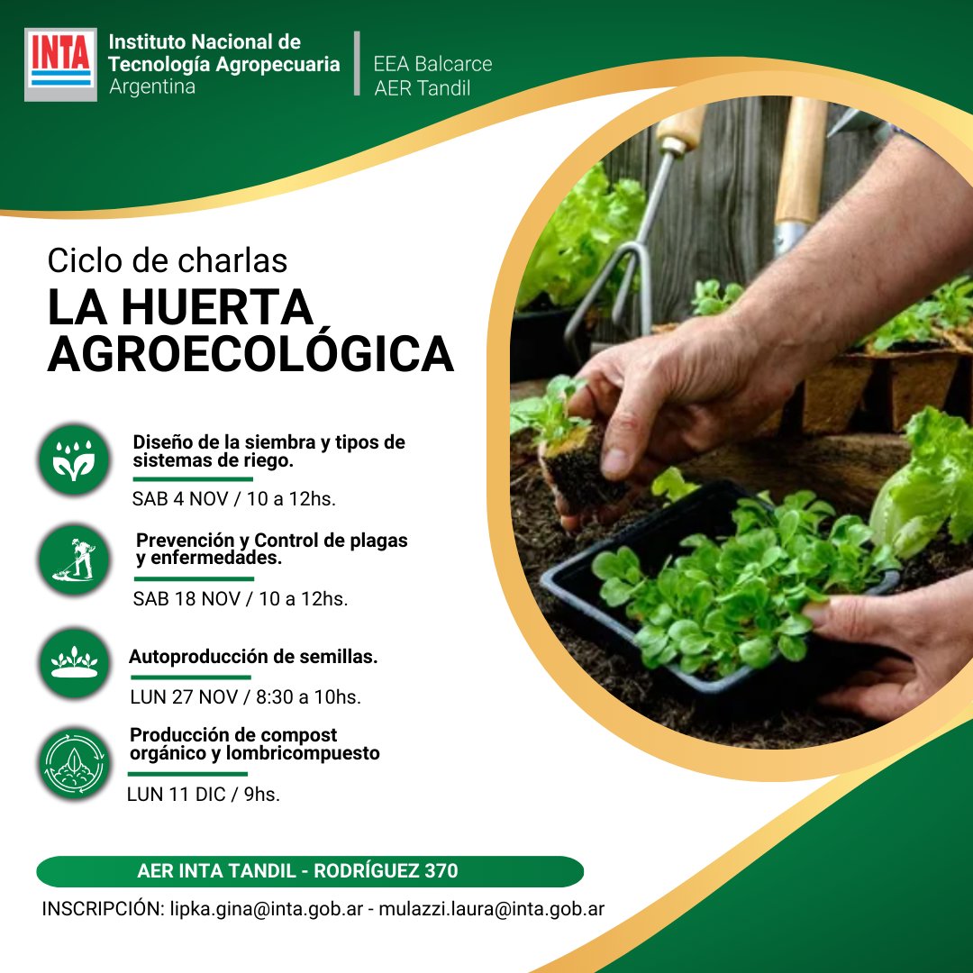 INTATandil (@intatandilcm) on Twitter photo #AgendaINTA #huertaagroecologica #charla
⚠️‼️ATENCIÓN CAMBIO DE FECHA‼️⚠️
Producción de compost orgánico y lombricompuesto.
Inscripción en: lipka.gina@inta.gob.ar o mulazzi.laura@inta.gob.ar
📆Lunes 11 de diciembre ⏰9 hs.
📌AER INTA Tandil - Rodríguez 370 #AgendaINTA #huertaagroecologica #charla
⚠️‼️ATENCIÓN CAMBIO DE FECHA‼️⚠️
Producción de compost orgánico y lombricompuesto.
Inscripción en: lipka.gina@inta.gob.ar o mulazzi.laura@inta.gob.ar
📆Lunes 11 de diciembre ⏰9 hs.
📌AER INTA Tandil - Rodríguez 370