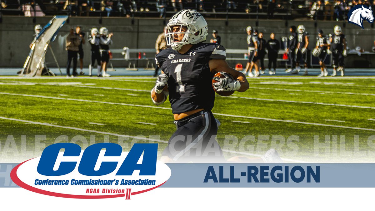 Another award for standout @Hillsdale_FB tailback Michael Herzog as the senior made the @d2cca first team for Super Region 1 as announced this morning! #ChargeOn Release: hillsdalechargers.com/sports/fball/2…
