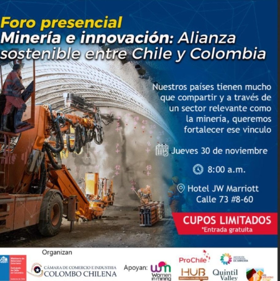 Ceediazg's tweet photo. En evento organizado por la Embajada Chilena y el @MinEnergiaCo se presentan los grandes aportes de la mineria en Chile. 14% del PIB del país!!!!  En Colombia rodamos el 2% del PIB. País minero del cual siempre podremos aprender https://t.co/onZ31VE0WA