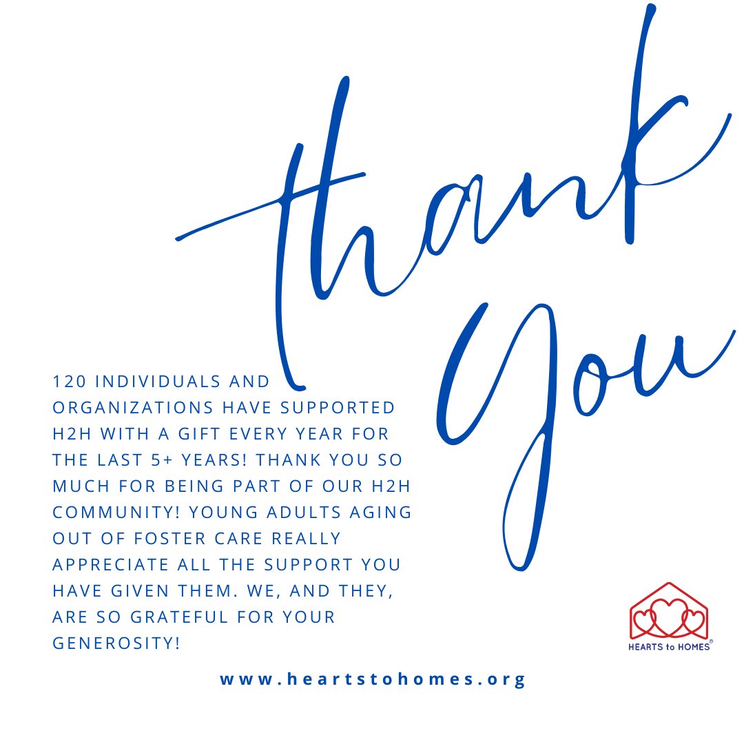 When belief in our mission is coupled with dedication, there is tremendous impact! 120 individuals and organizations have shown generosity to the young adults we serve for the last 5+ years! On behalf of the over 560 young adults who have been graced by your gifts, thank you!