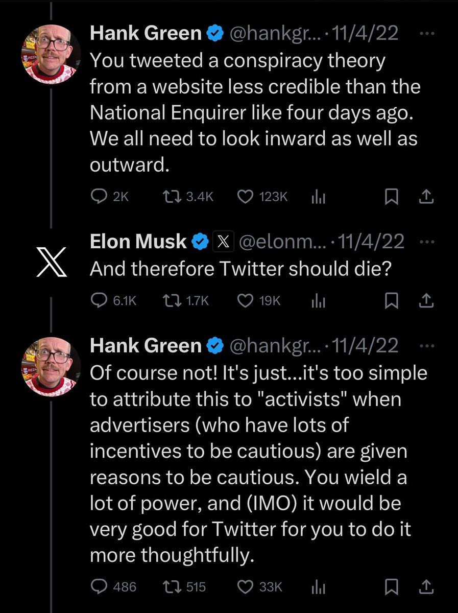 I had this exchange with Elon here on Twitter over a year ago and we are still having the same conversation so I guess…let’s do this. Fortune 500 companies aren’t overly moral actors. They make decisions based on whether they think they will make more or less money.…