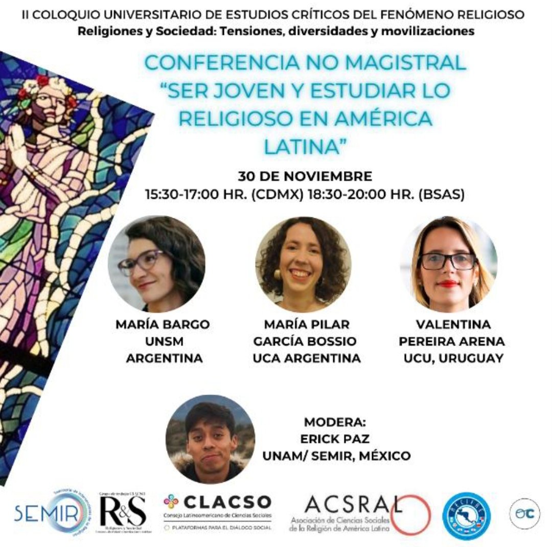 valenxx's tweet photo. Agradecida por la invitación de @ReligionSEMIR y @_CLACSO para abrir el II Coloquio Universitario de Estudios Críticos del Fenómeno Religioso. Para participar, pueden inscribirse aquí:  https://t.co/dVuUiKEaBD https://t.co/IQ0443AKMr