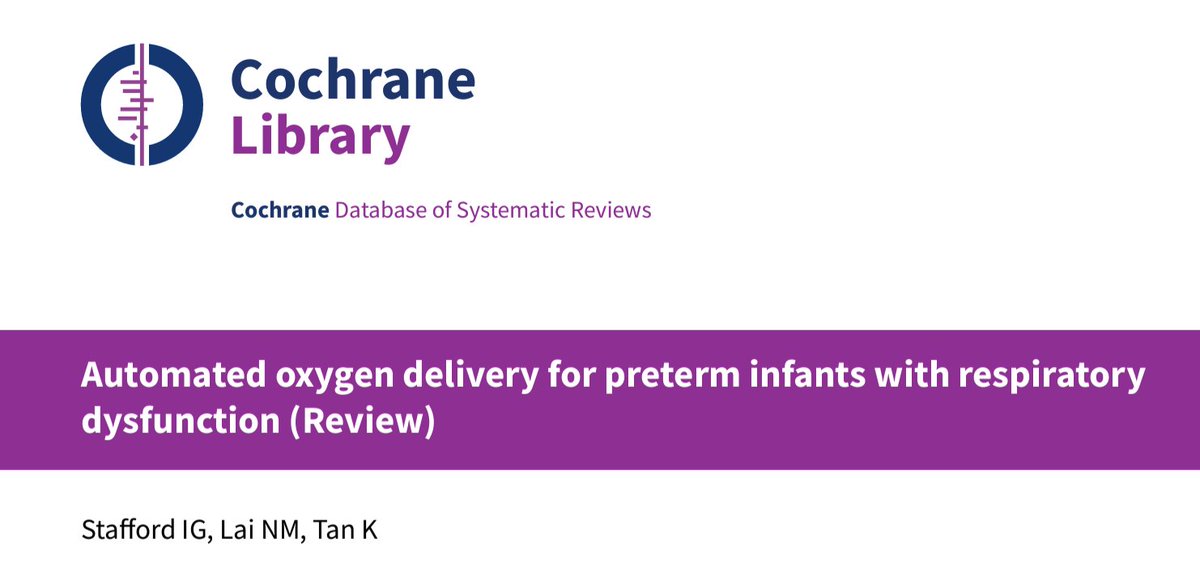 Automated oxygen delivery compared to routine manual oxygen delivery probably increases time in desired SpO2 ranges in preterm infants on respiratory support. However, it is unclear whether this translates into important clinical benefits. cochranelibrary.com/cdsr/doi/10.10…