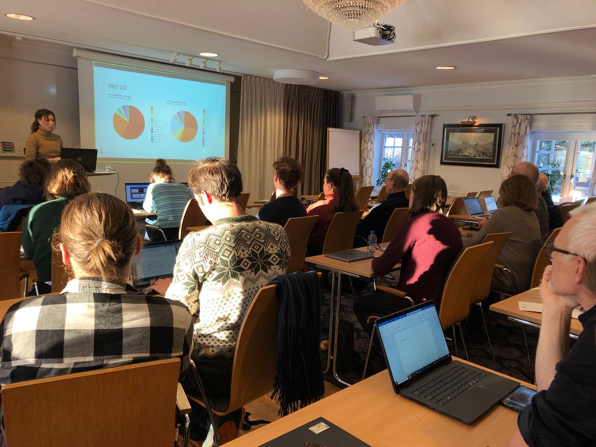 c_dibernardi's tweet photo. Great updates at the #SKANDULV meeting on different ongoing projects. Preliminary results from @LoanZumbach about our diet scat study in Southern Sweden funded by @WWF, @DrogheiSarah about her research on wolf den site selection, and a lot more! https://t.co/loAO10RiZt