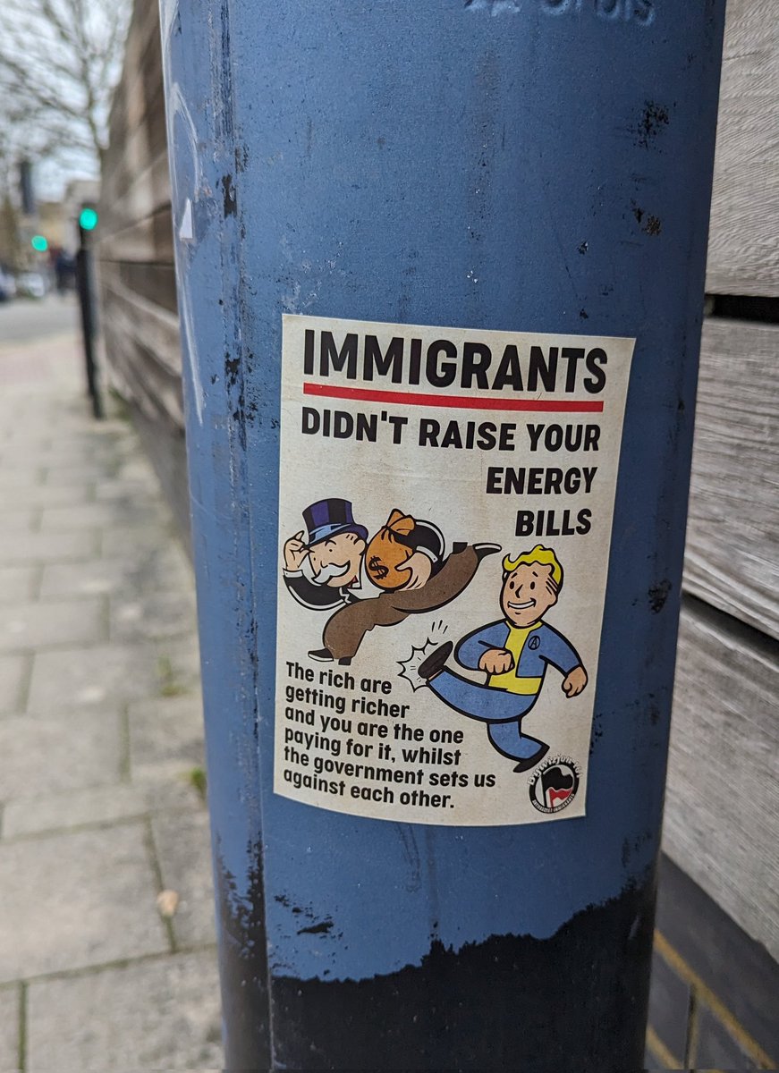 This message remains as valid as ever, seeing how the rich and their far right useful idiots play people against each other in their eternal divide and rule game. We still have a fair bit of those stickers available, DM us if you want some.
