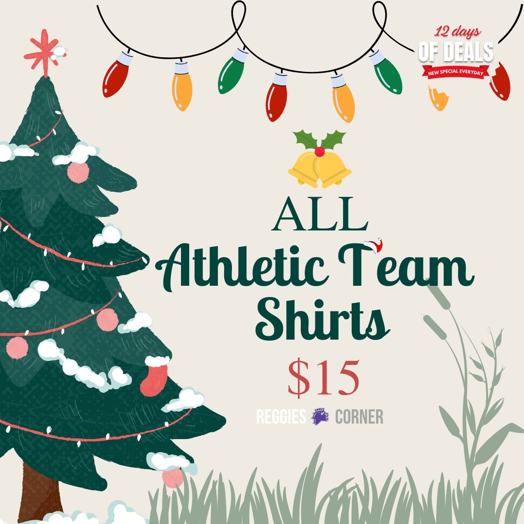 Day of 5 of 12 days of deals. All Althetic Team shirts are only $15! 11/30 only!