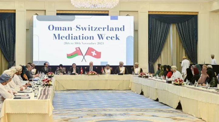 alain_berset's tweet photo. The first visit by a Swiss president marks the 50th anniversary of our diplomatic relations. The fact that Oman is a reliable and valuable partner for us is also evident in my dialogue with young diplomats. @SwissAmbOman https://t.co/nEvd0uJkX4