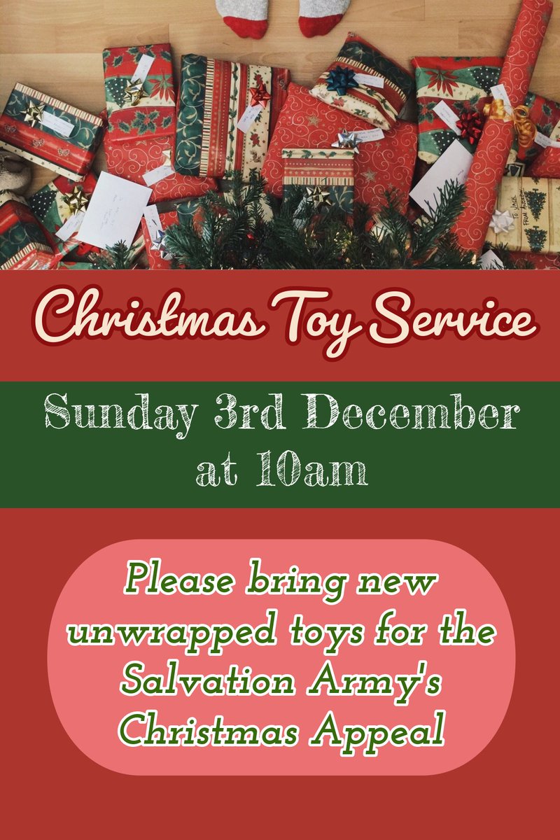 We are really looking forward to our Christmas Fair on Saturday! Sunday is also our annual toy service, collecting new, unwrapped toys for the Salvation Army's Christmas appeal. All are welcome! Please be generous if you are able!