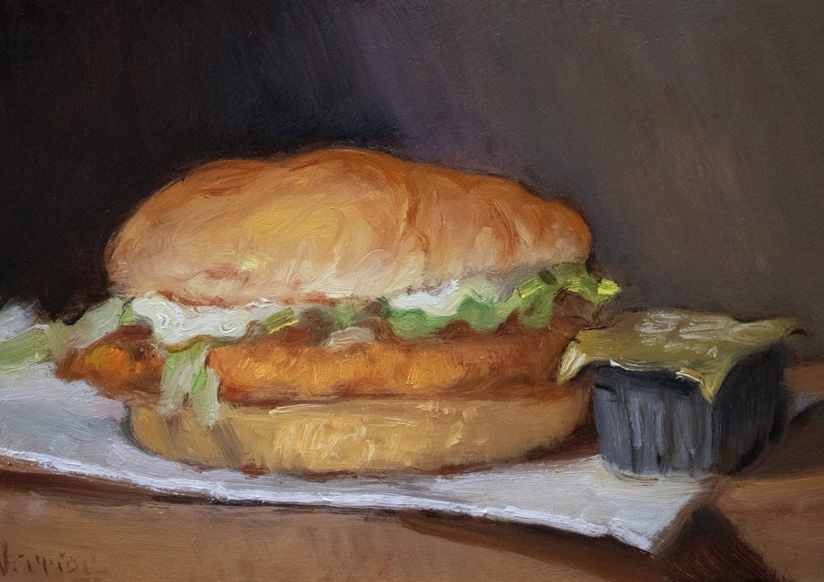 NoahVerrier's tweet image. My oil painting of the McChicken