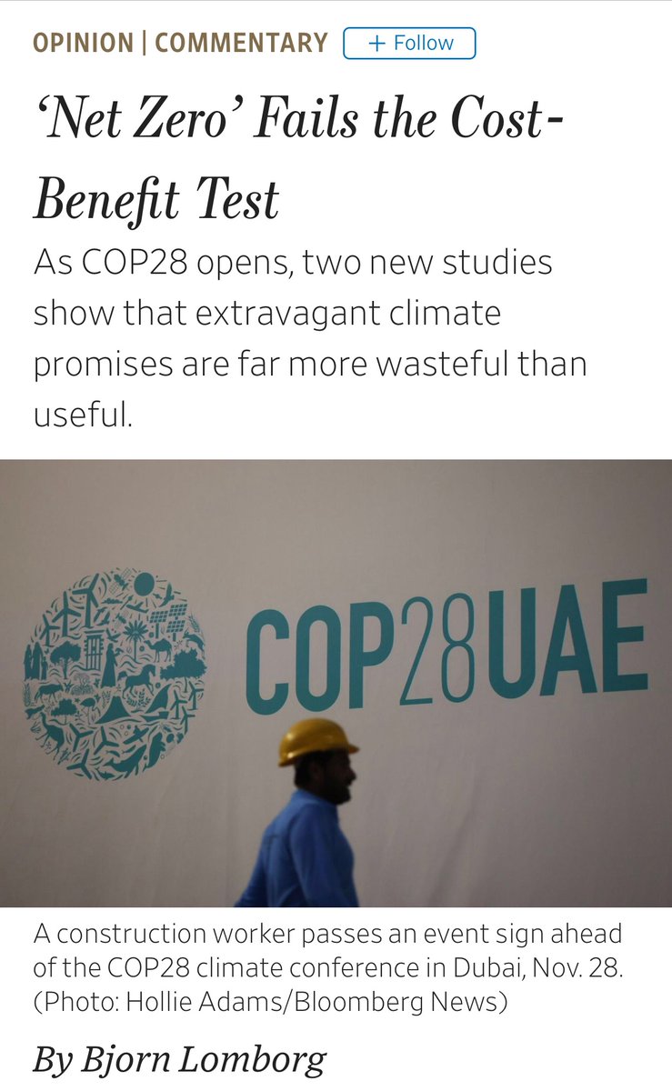 Jr74Ski's tweet image. Two Studies: Net Zero Fails Cost-Benefit Test. 
#ClimateScam #COP28 #NetZeroFail 
wsj.com/articles/net-z…