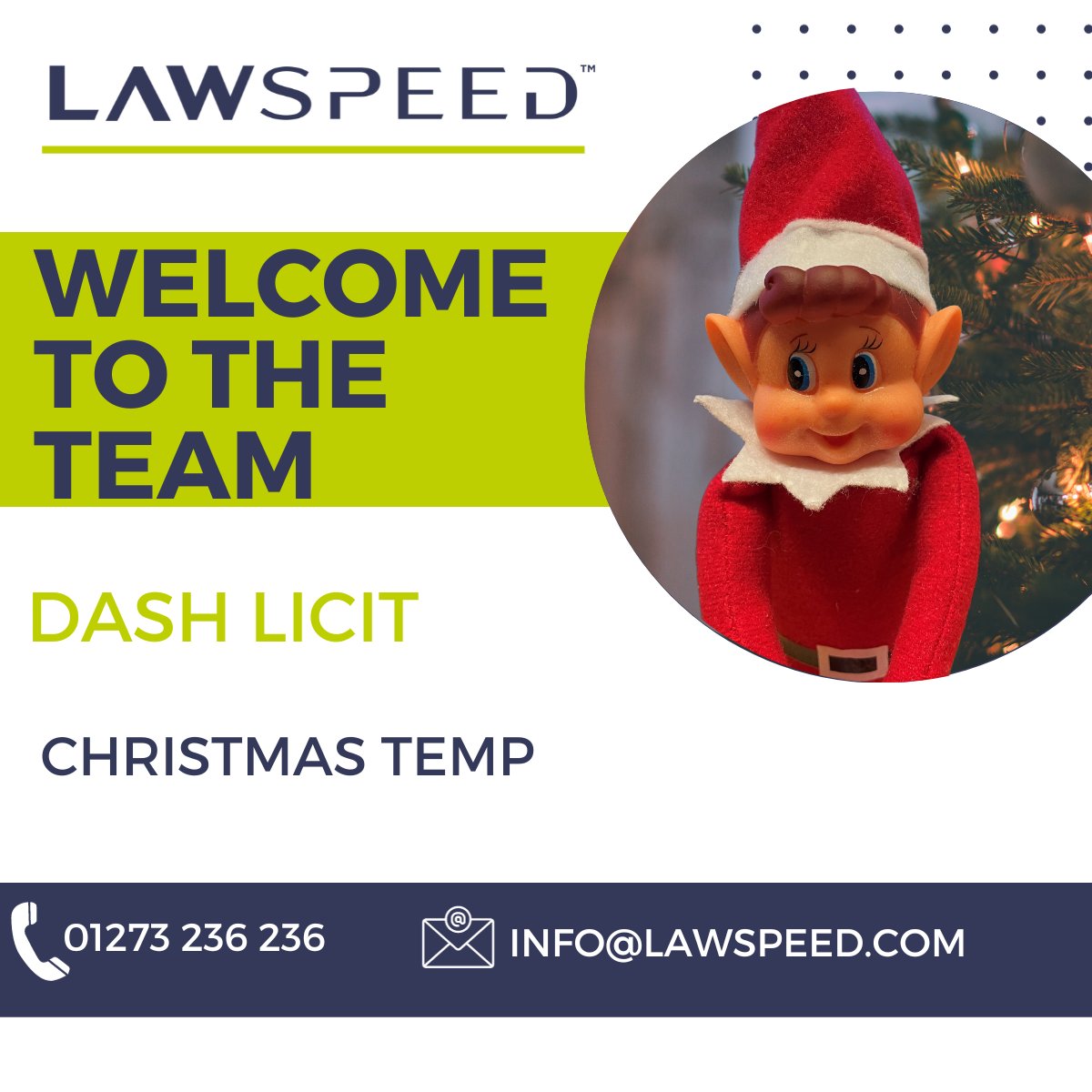 LawspeedLimited's tweet photo. We are pleased to welcome our new staff member Dash, who will join the team throughout December. Welcome to the team Dash! 

#elfontheshelf #Christmas #recruitment #compliance #mischief #elf #festive #goodfun https://t.co/oNDcCilL0O