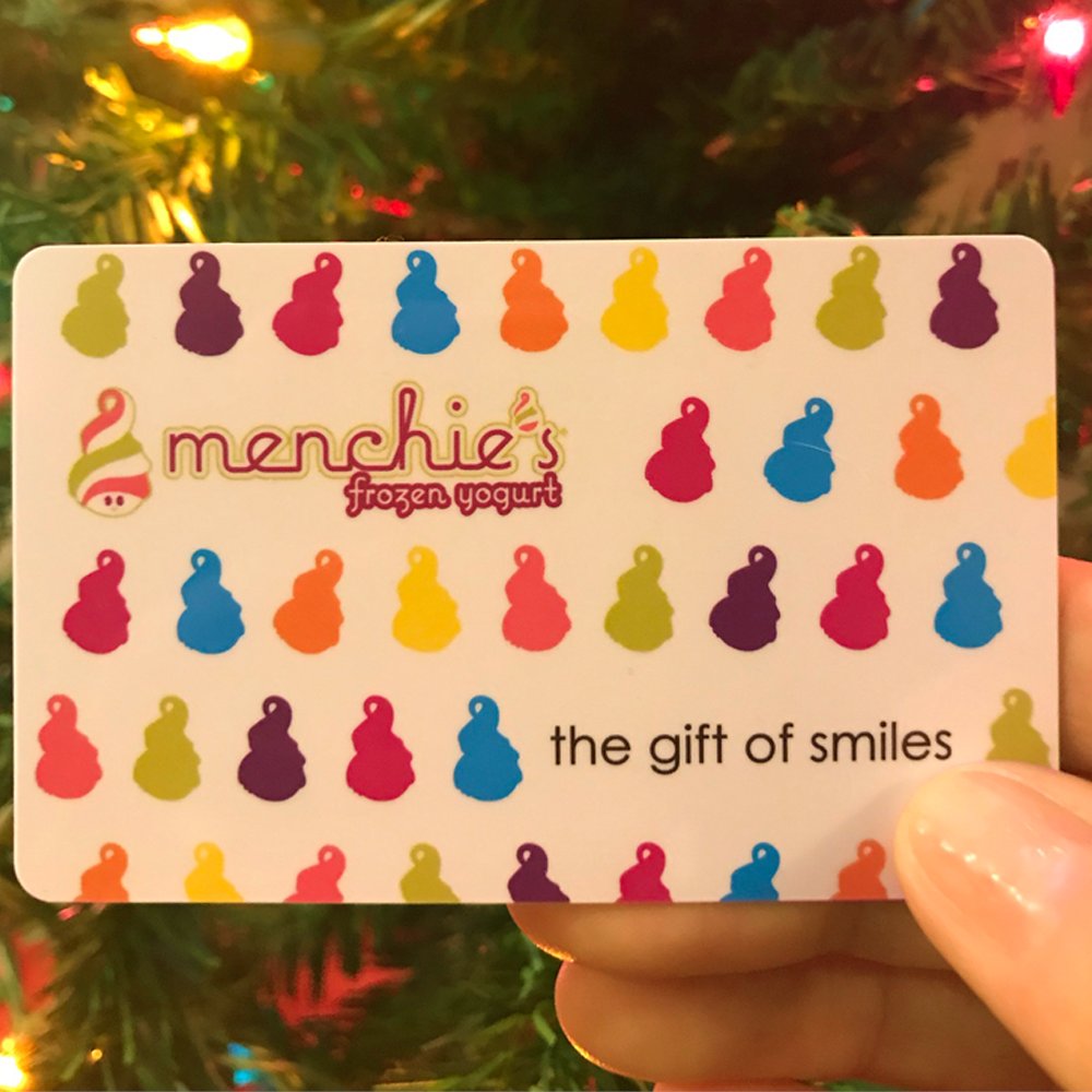 MenchiesGA's tweet photo. Share smiles &amp; froyo when you give the gift of Menchie’s this holiday season! #Menchies
#Froyo #GiftCard #Holiday https://t.co/kcSBCOVDLk