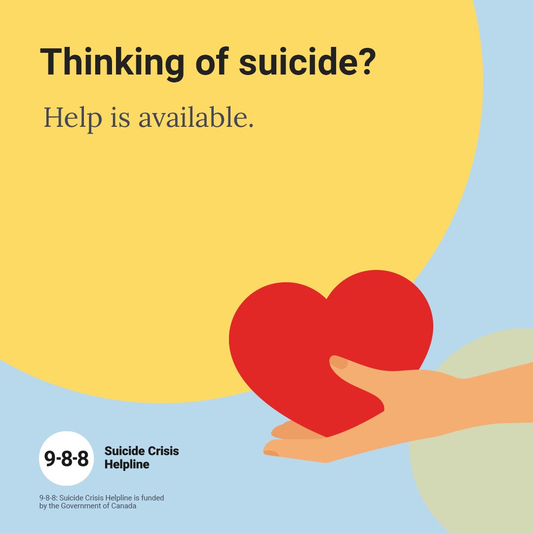 You are not alone. You deserve help - call or text 9-8-8 any time for free, confidential support without judgement. Info: 988.ca #988Canada