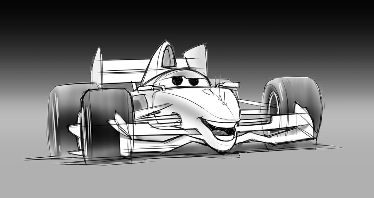 Kerchoo95's tweet photo. According to #Pixar animator #ShawnKrause, #FrancescoBernoulli's open-wheeled design is the car equivalent of an actor who walks around shirtless, with his "musculature" being on display.

I don't know what ideas I just gave to the people who draw these characters as humans... https://t.co/qjYkQZrT8R