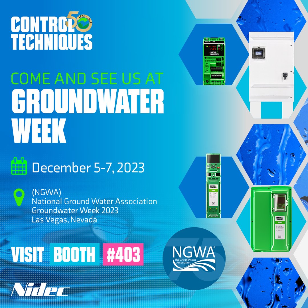 As Groundwater Week draws near, Control Techniques, a Nidec brand, is excited to invite you to come explore our booth #403 shared with Nidec Motors!

Las Vegas, Nevada | December 5-7, 2023

Visit our AC Pump Solutions page: brnw.ch/21wEU11

#Groundwater #DriveObsessed