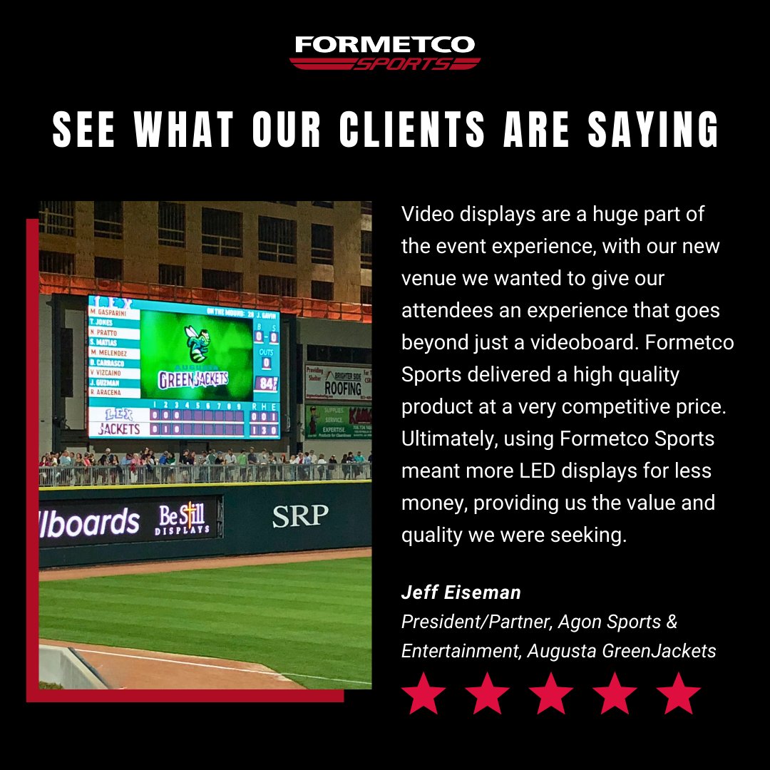 FormetcoSports's tweet photo. At Formetco Sports, we're all about making technology accessible without compromising quality. Thank you for choosing us for your choosing us for your scoreboard needs!🙌😊 https://t.co/WdXJWwfjNP
#testimonials #scoreboardupgrade #AugustaGreenJackets #LEDscoreboards https://t.co/P27CvzeCtO