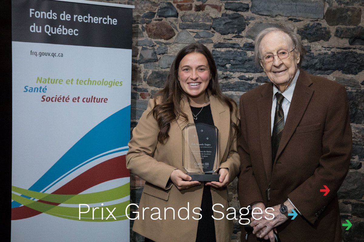 SciChefQC's tweet photo. Je me joins aux #FRQ pour féliciter les doctorantes lauréates des 1ers prix Grands Sages!
Merci aux Grands Sages pour tout ce qu’ils ont apporté à la société québécoise et à la science en général!
#BrendaMilner #SergePayette #GuyRocher
@Concordia @UQTR
https://t.co/YxzIiRgGN3 https://t.co/dPEmJthXap