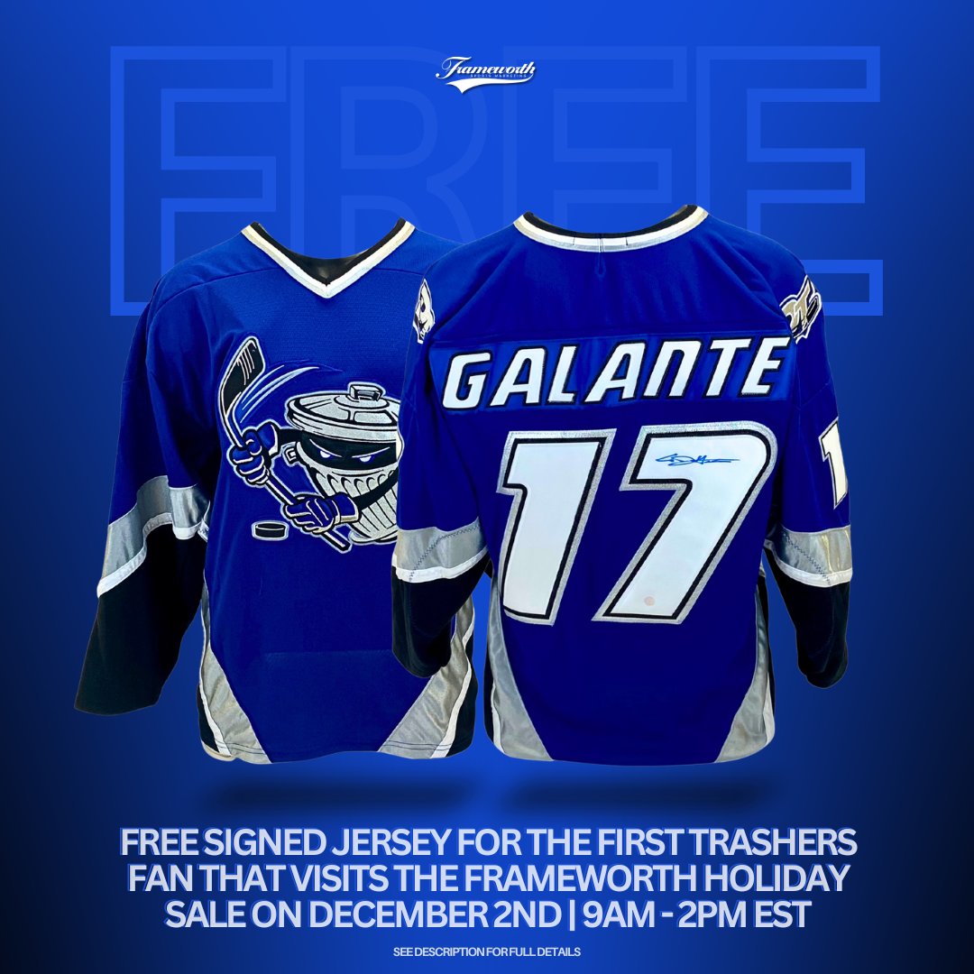 FrameworthSport's tweet photo. FREE DANBURY TRASHERS SIGNED JERSEY‼️
How to Win:
1) Head to the Frameworth Holiday Sale on Dec 2 (1198 Caledonia Rd, Toronto)
2) Be the 1st person to show us you’re a Trashers/Frameworth fan (Follow @dbtrashers & @frameworthsport)
*No purchase necessary.
#dbtrashers https://t.co/7FESoEWiCs