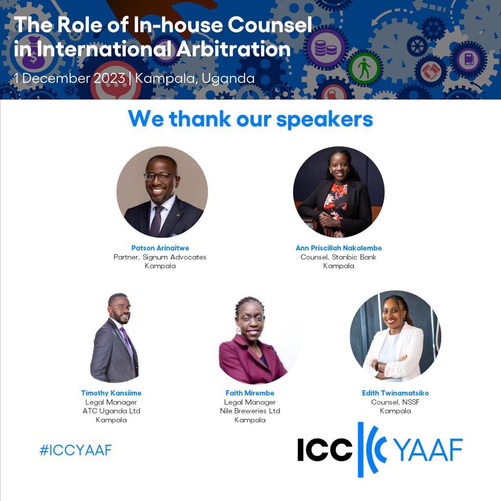 Happening tomorrow at training center BMK house Africana suite 
<a href="/TwinaHope/">Edith Twinamatsiko</a> <a href="/AlbertMukasa1/">Albert Mukasa</a> <a href="/PriscillaAibo/">Priscilla Aibo</a> 
#womeninarbitration #ICCYAAF