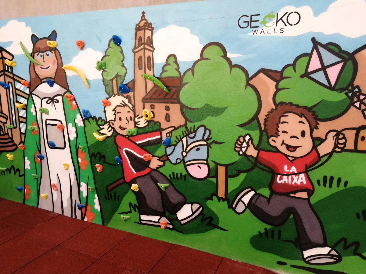 GeckoWalls's tweet photo. Art i Escalada el que hem crear a @EscolaCaixa de Barcelona amb un mural personalitzat amb elements singulars del seu districte de Sant Martí...us agrada?
A nosaltres ens encanta!!😊🎨🧗‍♂️🏫🦎 https://t.co/KFA0WHLBzH