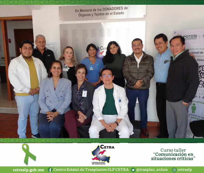 trasplan_snluis's tweet photo. El día 17 de noviembre se realizó el Curso taller "Comunicación en situaciones críticas" dirigido a Coordinadores hospitalarios de donación del estado y con la finalidad de mejorar la calidad de la entrevista con las familias donadoras.

#LaVidaVivelaDespuesDonala #SLP https://t.co/xhimzQIpQs
