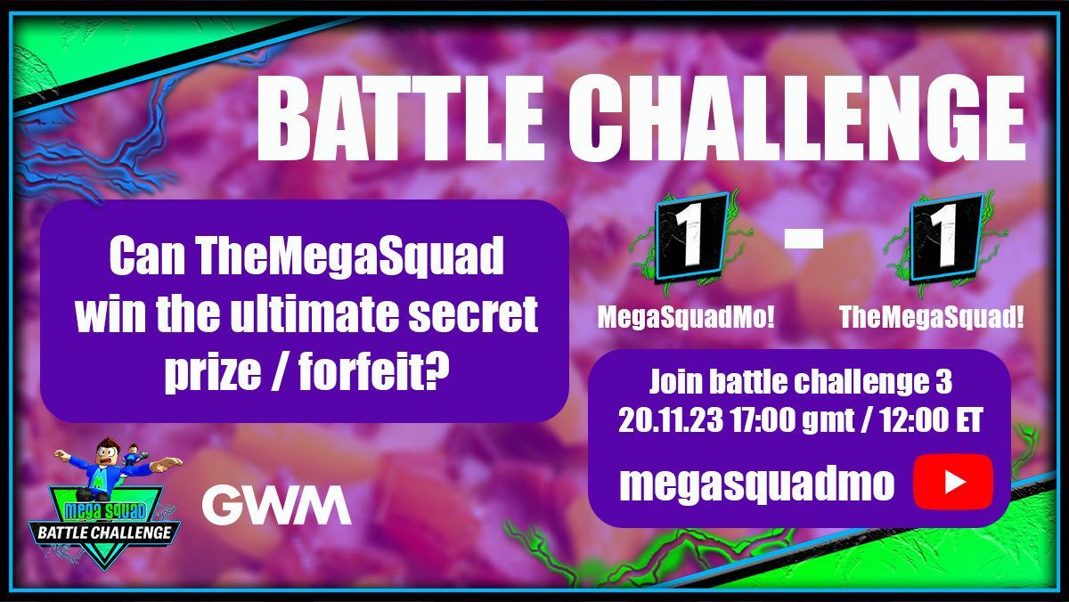 GameWithMeCo's tweet photo. Prepare for PART 3 of @megandmoshow's BATTLE CHALLENGE series in Big Paintball today (November 30th) at 17:00 GMT / 12:00 ET. THE MEGASQUAD VS MO. Watch the stream LIVE at https://t.co/bnxaCVhXGL and register to join the game play at https://t.co/OAsDOrqAhd https://t.co/acOHOUbLg2