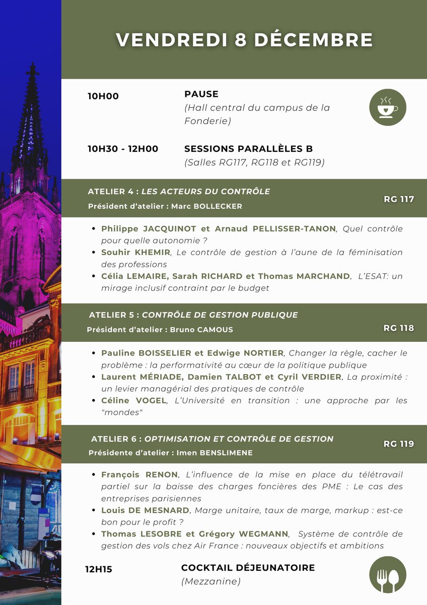 ⏰ Dans 1 semaine, nous serons en train de vivre la 14ème JECG.
ℹ Pour rappel, l'événement a lieu sur le campus de la Fonderie de l'<a href="/UHA68/">UHA</a>  à Mulhouse le 7 décembre et le 8 décembre 2023.
📧 Contact et renseignements : melanie.edeline@uha.fr
📔 En attendant, voici le programme :
