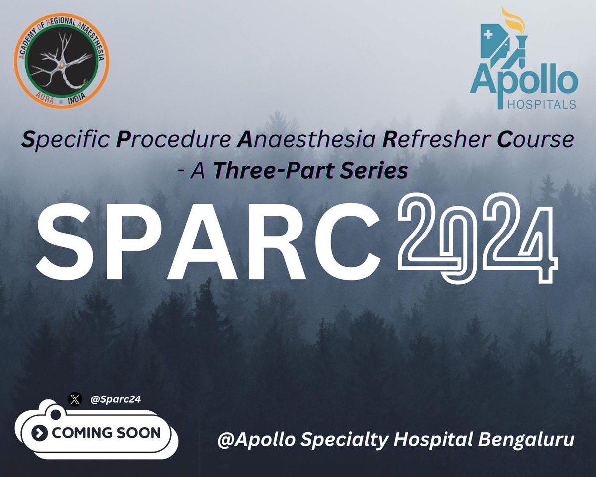 Excited to announce a new refresher course - #SPARC24

Surgical insights, RA techniques, #POCUS, ERAS protocols for common surgeries in day-long sessions over 3 Sundays in Feb, March and April. 

Watch this space for more details...