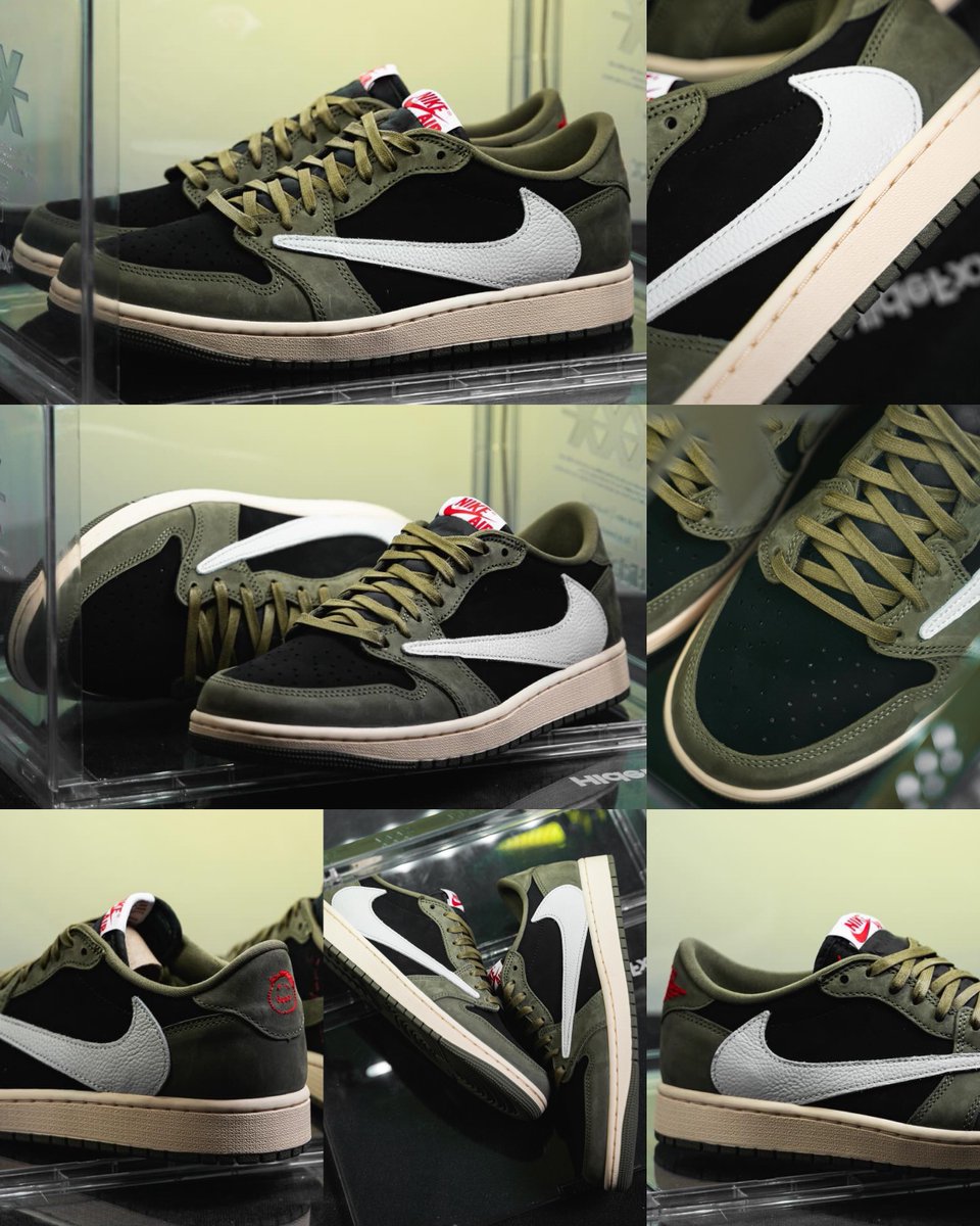 zSneakerHeadz's tweet photo. FIRST LOOK at the 2024 Travis Scott x Air Jordan 1 Low OG “Black/Olive” samples 🫒
Set to release Fall 2024. https://t.co/yLiTfbQgE9