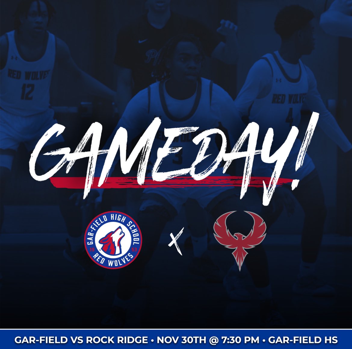 GFHSBoysBball's tweet image. Gar-Field’s tip off classic continues today with your Red Wolves taking on Rock Ridge HS @ 7:30! Come out and support! #GFStrong