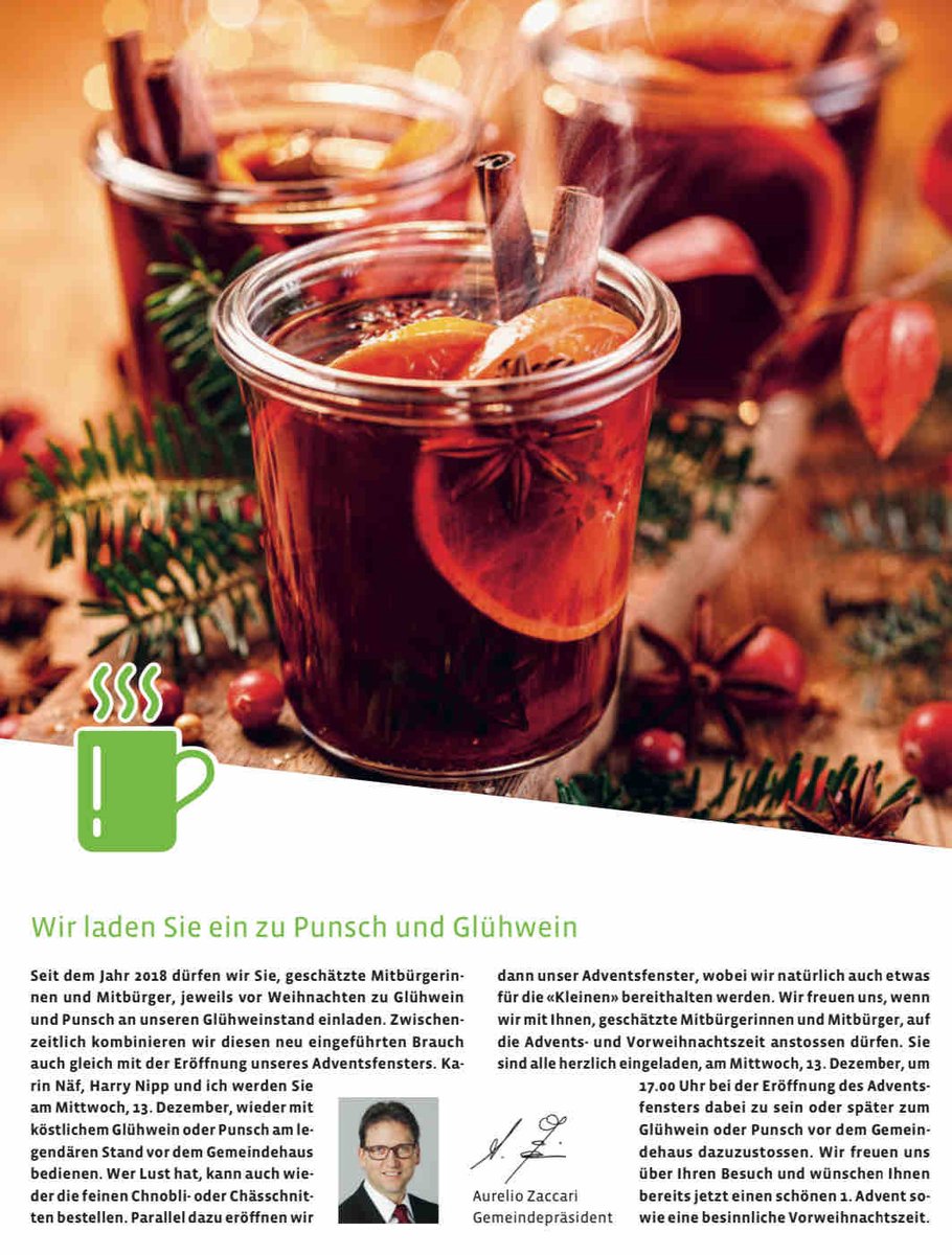 Das neue Waldkirch Aktuell ist online und damit Informationen zum Adventsfenster mit Glühweinstand beim Gemeindehaus. Weitere Infos: waldkirch.ch oder waldkirch.ch/pdf/1701344336…