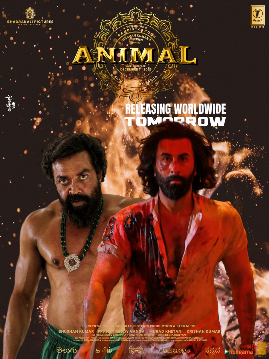 NameisHPR's tweet photo. Much awaited and Most Hyped bollywood movie in recent times ♥️
Waiting for its release
All the best to #Animal
Hope you loved my poster design
#DesignByHPR
#AnimalPremieres #AnimalAdvanceBooking
#AnimalOn1stDec https://t.co/AMlDFSagox