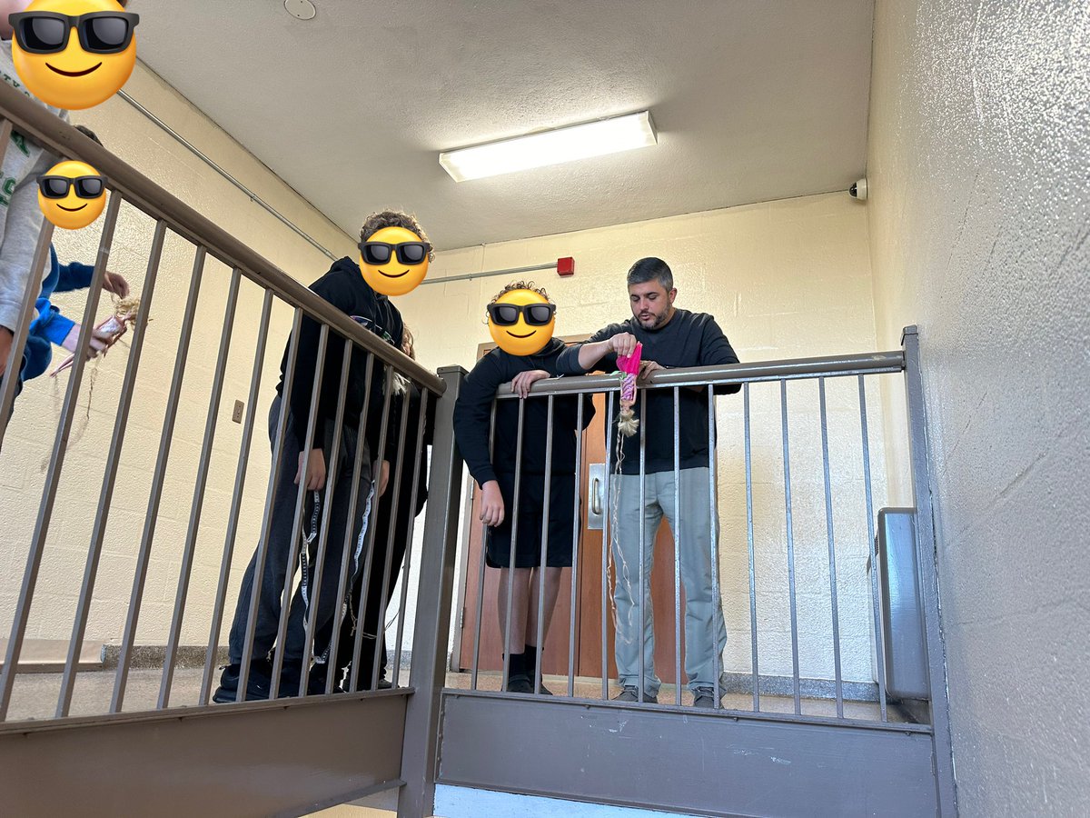 Today our Algebra 1 class estimated how many rubber bands it would take for Barbie to reach the stairwell using a graphing calculator and finding the line of best fit! They all go extremely close! #Algebra #Barbie