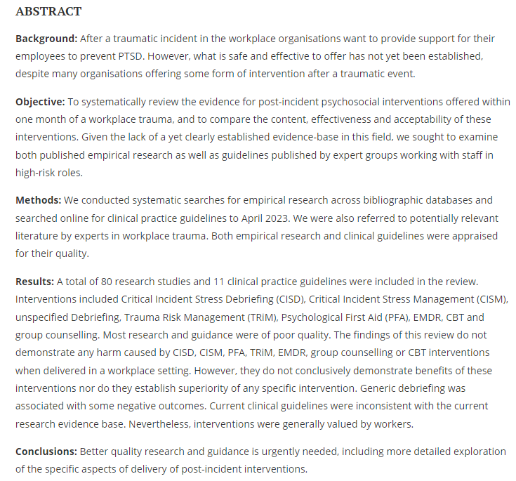 Please do read this if you are involved in providing psychosocial support to anyone affected by trauma at work
