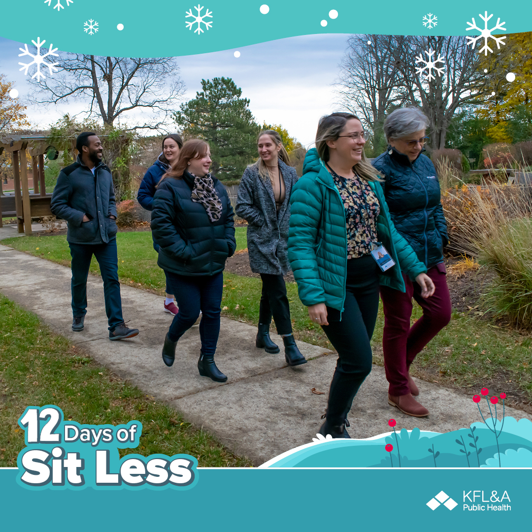 KFLAPH's tweet photo. It’s day one of the 12 Days of Sit Less! Today’s challenge is to bundle up and get outside during your break or lunch. Post a pic or clip using #12DaysofSitLessKFLA2023 so we can cheer each other on! Find all challenges at https://t.co/9dhvPpfcGg https://t.co/jJlQ0R7tGH
