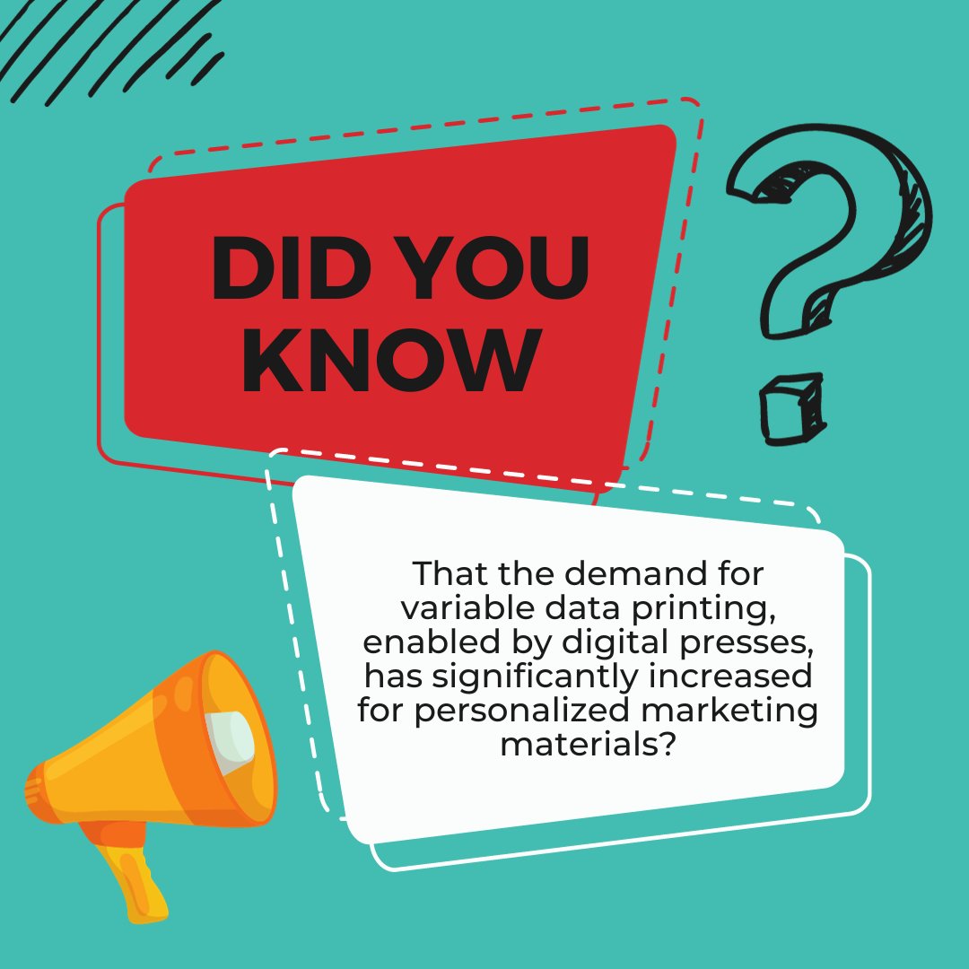 2010Malcom's tweet image. Did you know? Personalization is the new norm in marketing, thanks to digital presses!

Variable data printing allows businesses to create bespoke, targeted materials that speak directly to you. It&apos;s not just printing; it&apos;s a personalized experience! 

 #PersonalizationRevolution