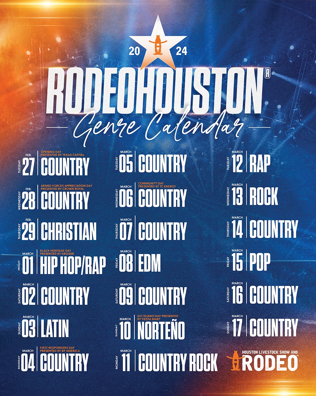 Rodeo Houston Schedule Printable