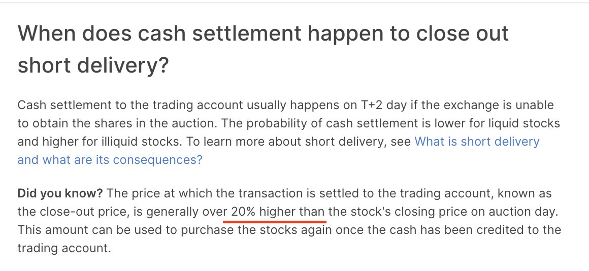 Anirbban's tweet photo. A rough calculation for illustration purpose:

So in the given example of 2400 CE of Reliance, if it goes for "Physical Settlement" and further "Auction" process a potential loss could be -

20 x 2400 / 100 = 420 x 250 (lot size) = 1,05,000

As the settlement price could be as high as (2400 + 420) = 2820, which lead more than 1 Lakh loss.

Also the brokerage will be charged -  
(.25% of contract value)

2820 x 250 x .0025  = 1762

A risk of 1.6 Lakh.

#PhysicalSettlement #Auction