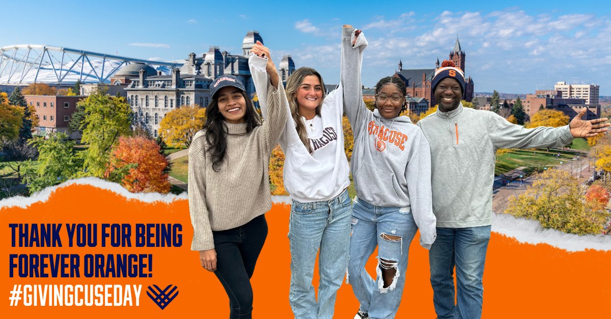 SUAlums's tweet photo. We'd like to take a moment to thank everyone who turned this week's Giving Tuesday into #GivingCUSEday, making it our most successful #GivingCUSEDay to date! 👏

Thank YOU for being Forever Orange. 🍊🧡 https://t.co/Bz6QmWijZv