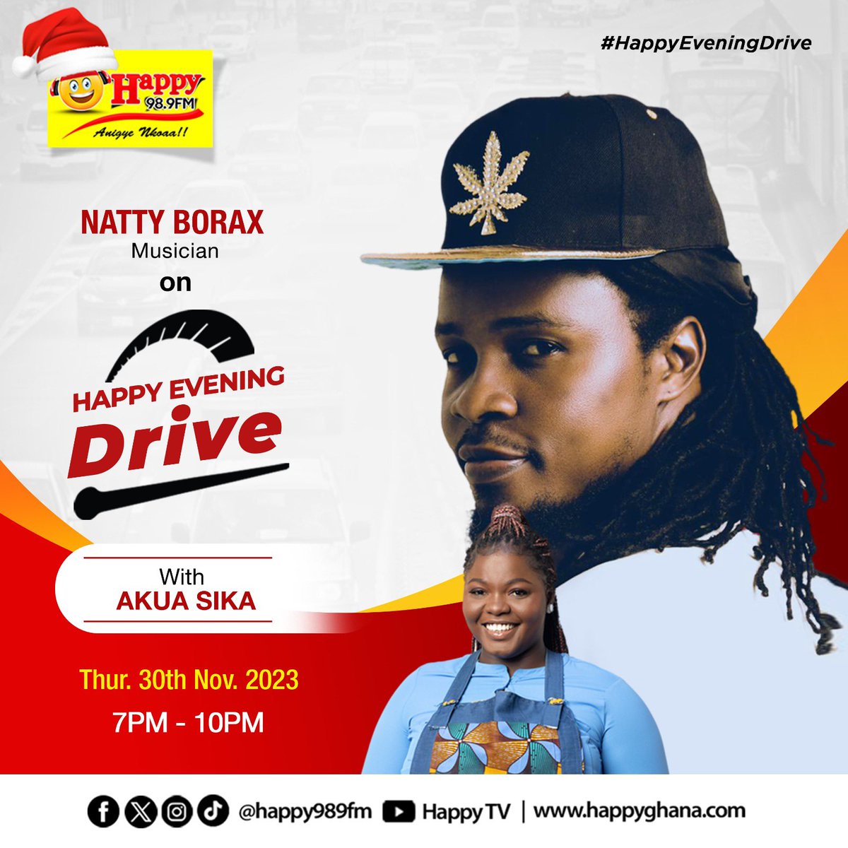 Get ready to dive into the world of Music with <a href="/NattyBorax/">H.E Natty Borax</a> 

He will be joining us ((live)) on the #HappyEveningDrive tonight, and it's going to be an insightful conversation!

Make sure you're tuned into #Happyfm 

#HappyGhana