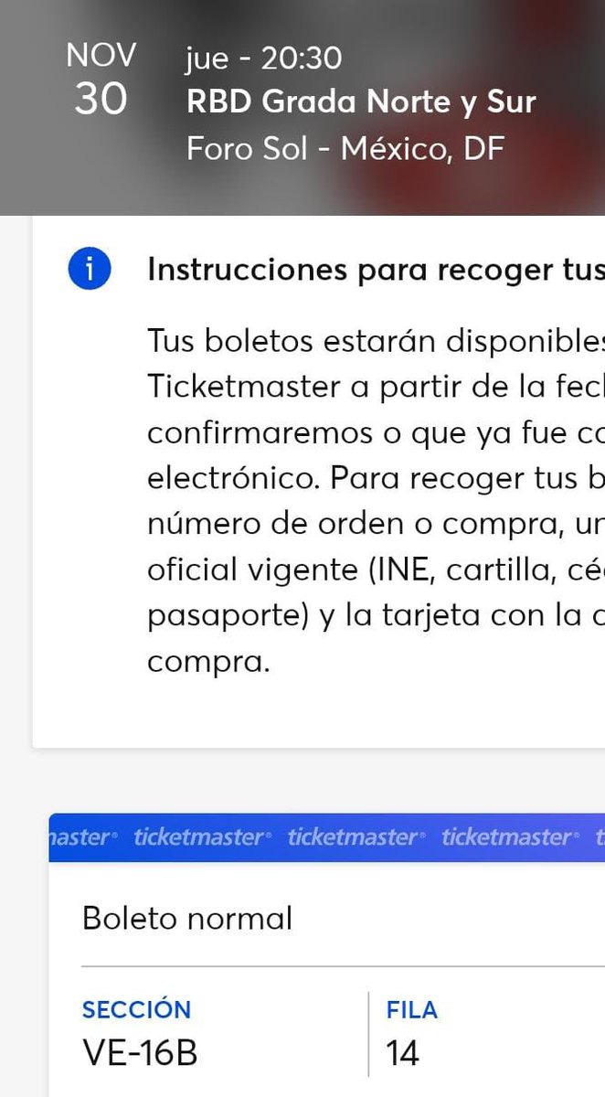 Raamsess's tweet photo. @VendoBoletosDF para @RBD_oficial el día de hoy a las 20.30 en el @ForoSolOficial son 2 boletos, los doy en 1,700 C/U son en gradas. Me los pagas al entrar. @SobranBoletos https://t.co/5CgUcFt68v